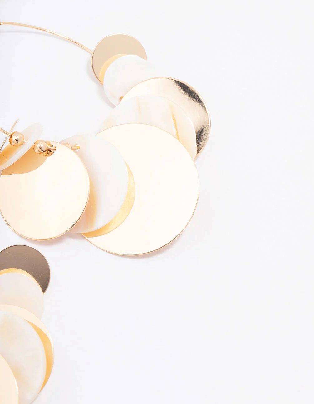 Gold Disc Drop Earrings - Image 3