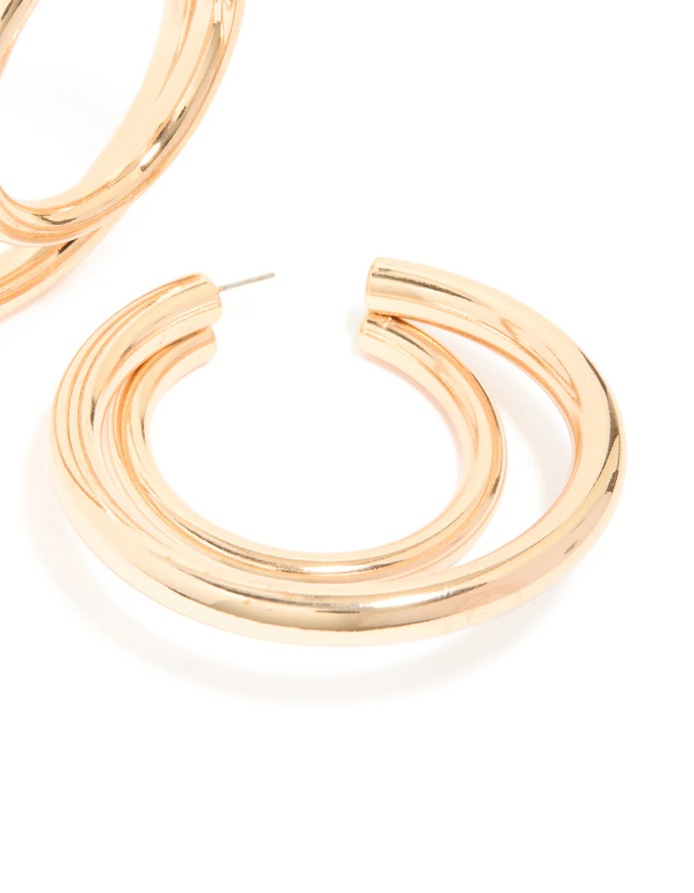 Gold Double Thick Statement Hoop Earrings - Image 5