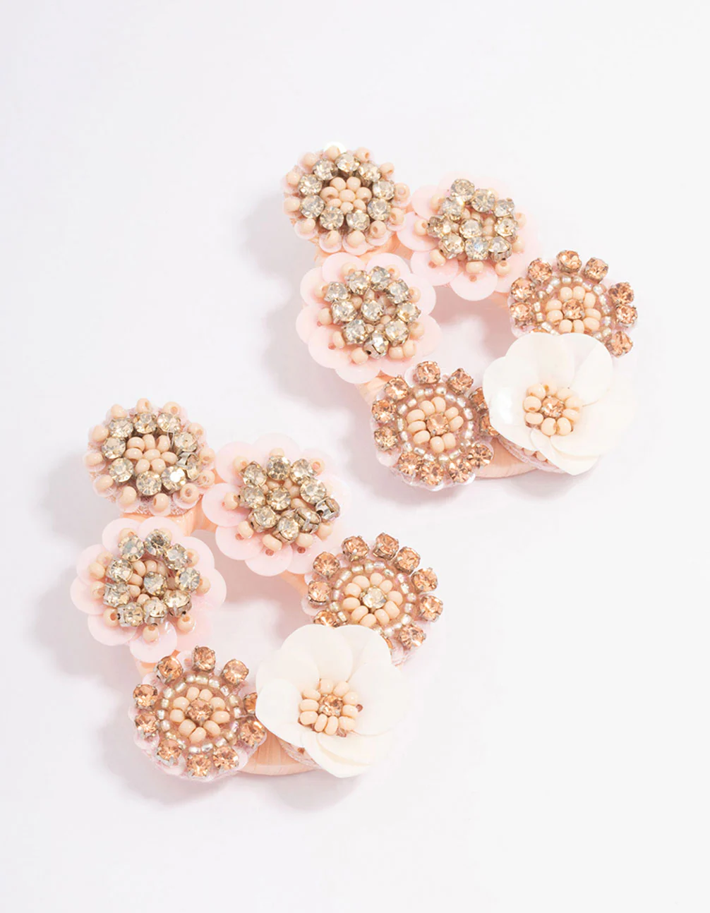 Gold Embellish Flower Drop Earrings
