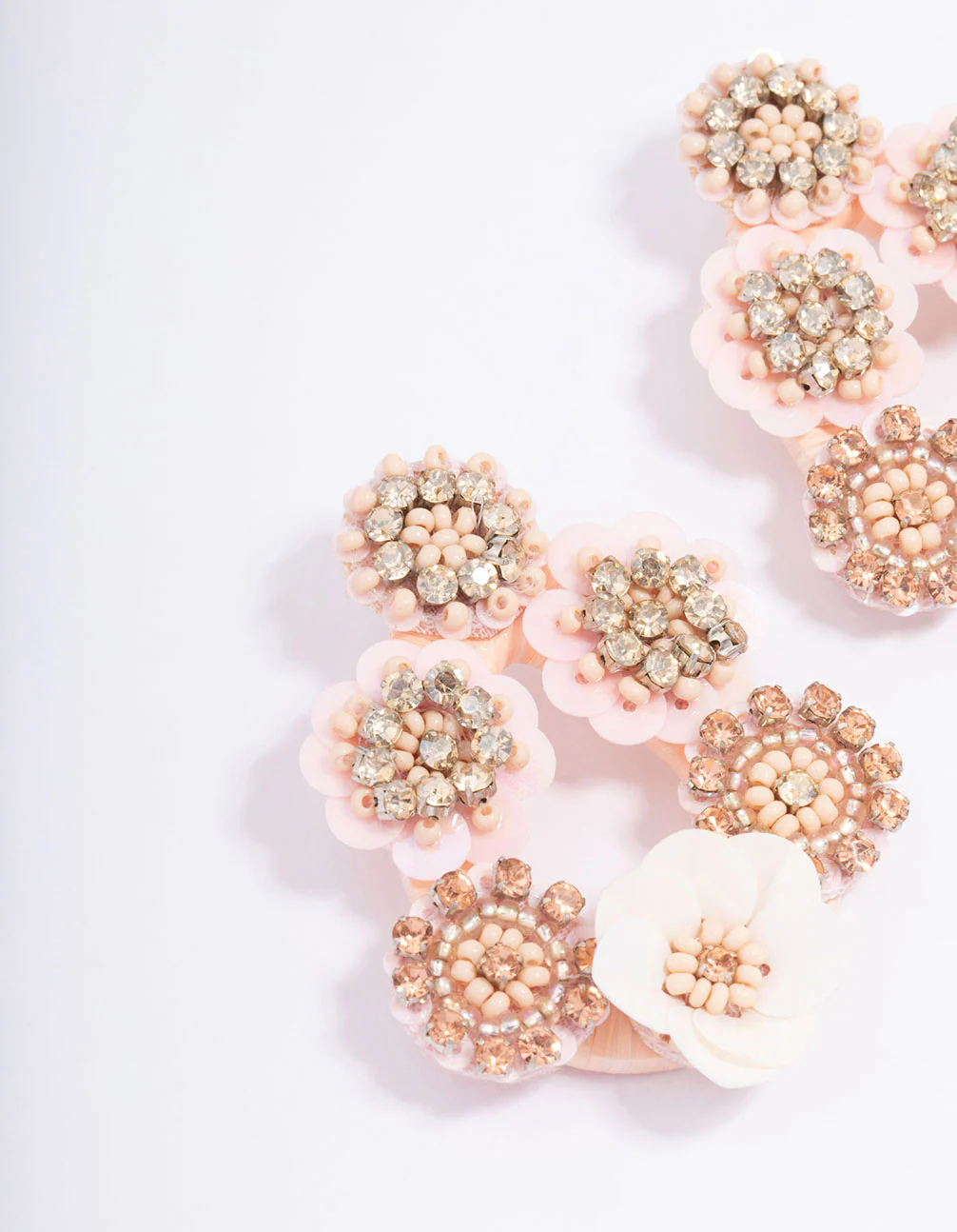 Gold Embellish Flower Drop Earrings - Image 2