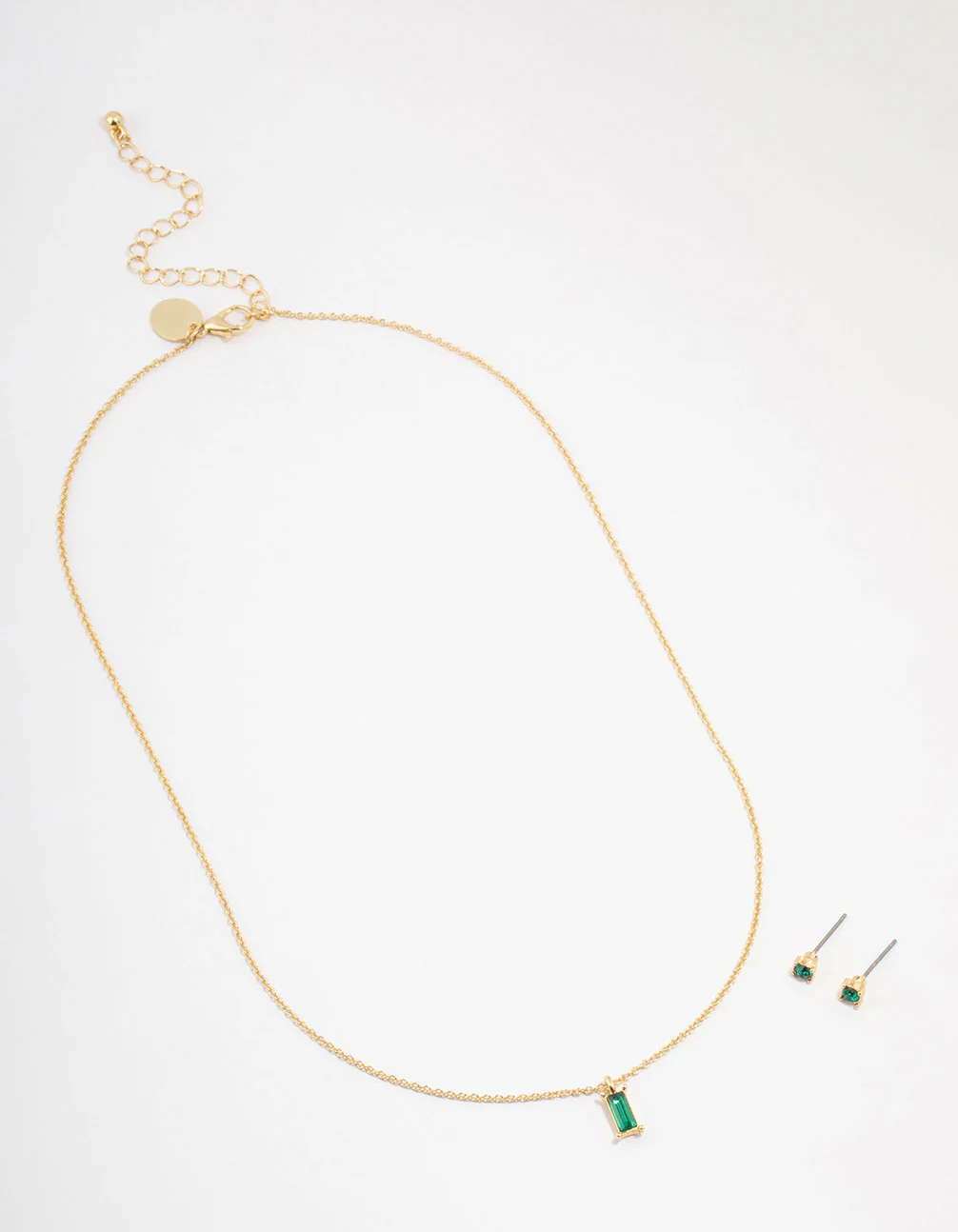 Gold Plated Emerald Baguette Jewellery Set - Image 3