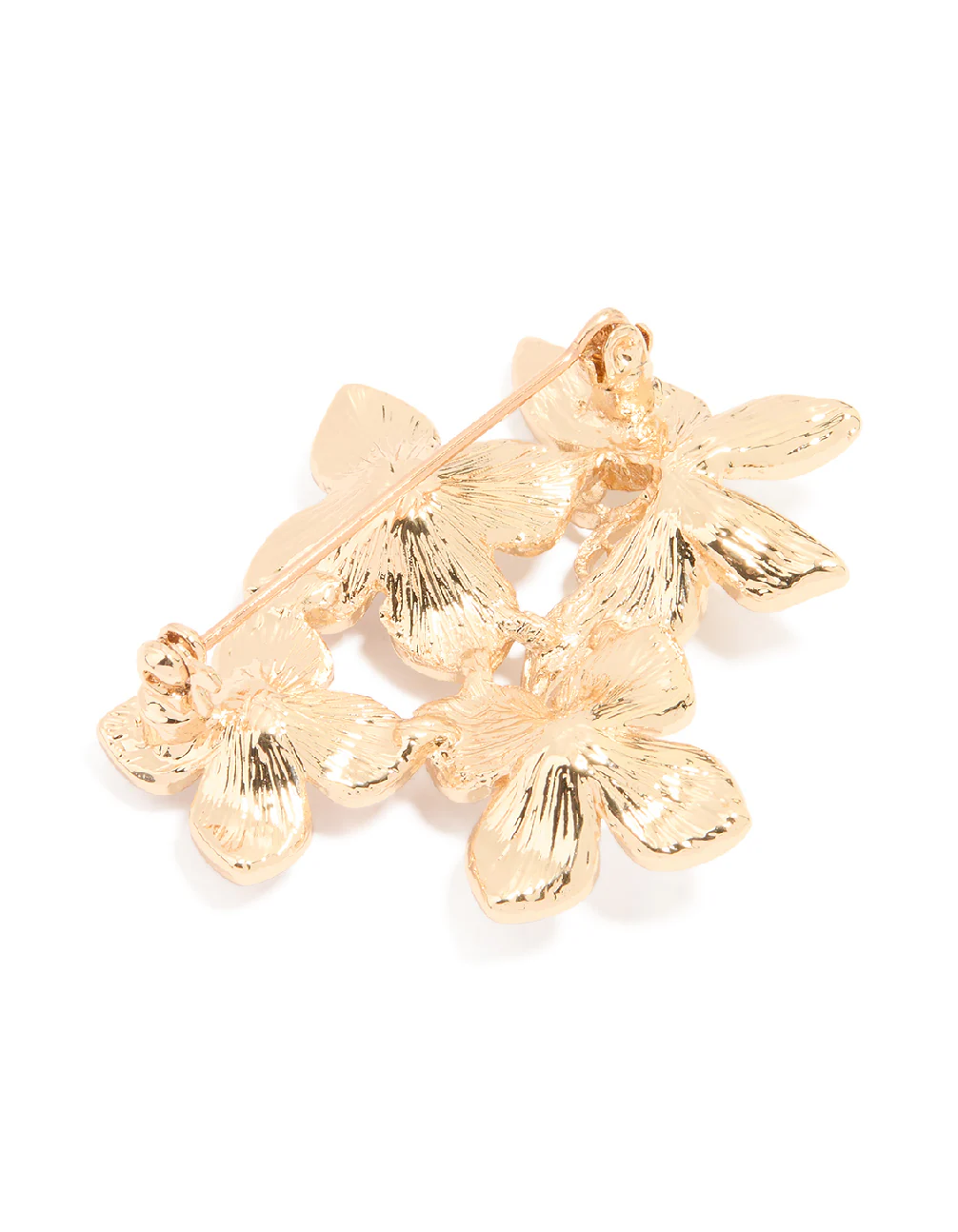 Gold Enamel Flower & Butterfly Brooch - Image 3