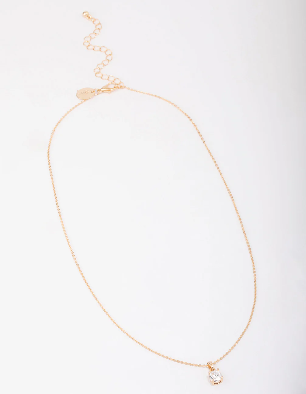 Gold Encased Crystal Solitaire Pendant Necklace - Image 3