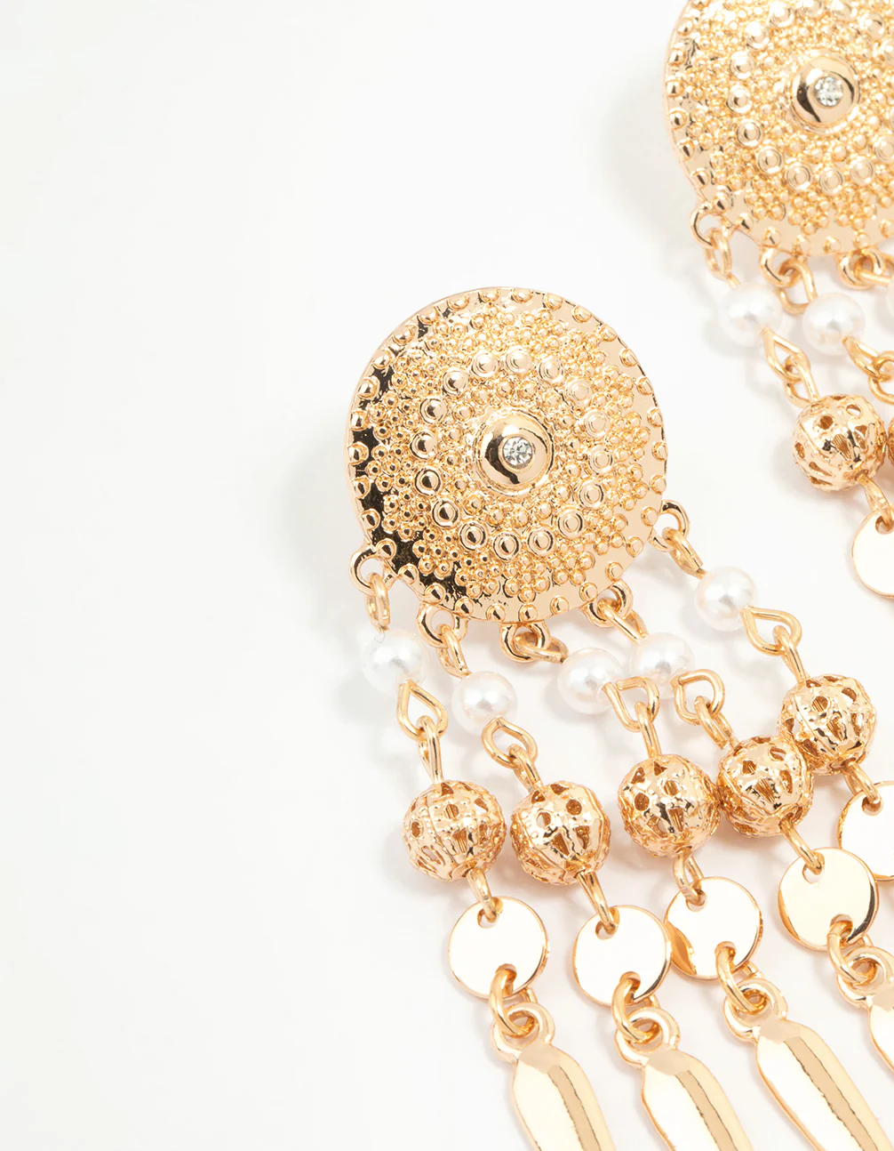 Gold Etched Dreamcatcher Drop Earrings - Image 4