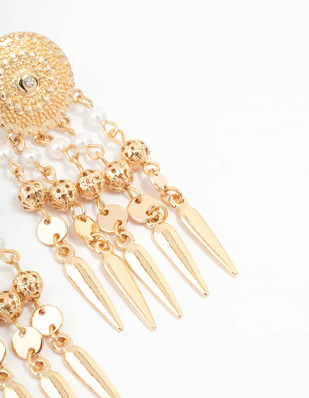 Gold Etched Dreamcatcher Drop Earrings - Image 5