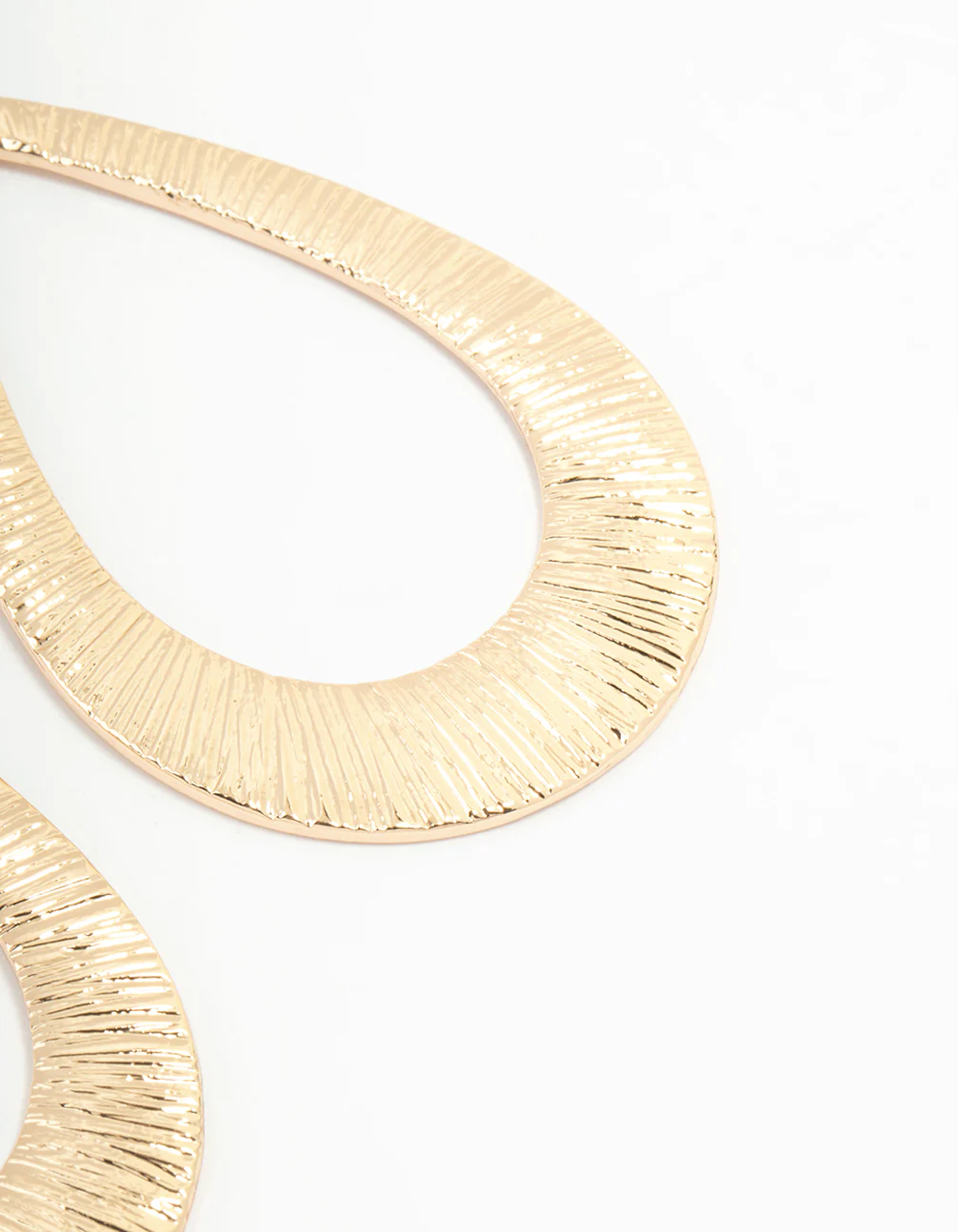 Gold Etched Oval Disc Drop Earrings - Image 5