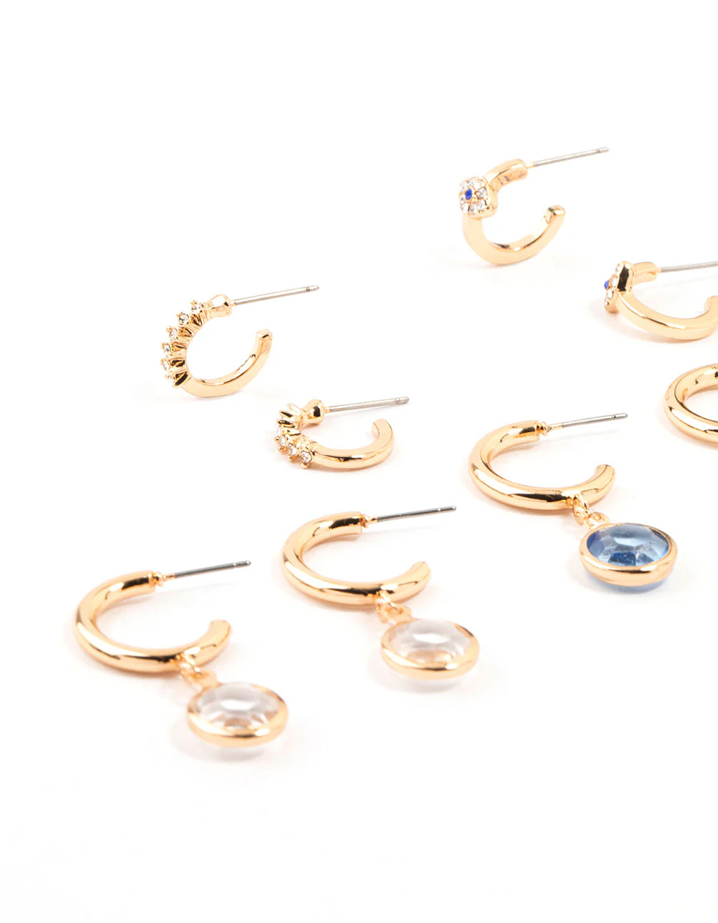 Gold Evil Eye Drop Hoop Earrings 6-Pack - Image 2