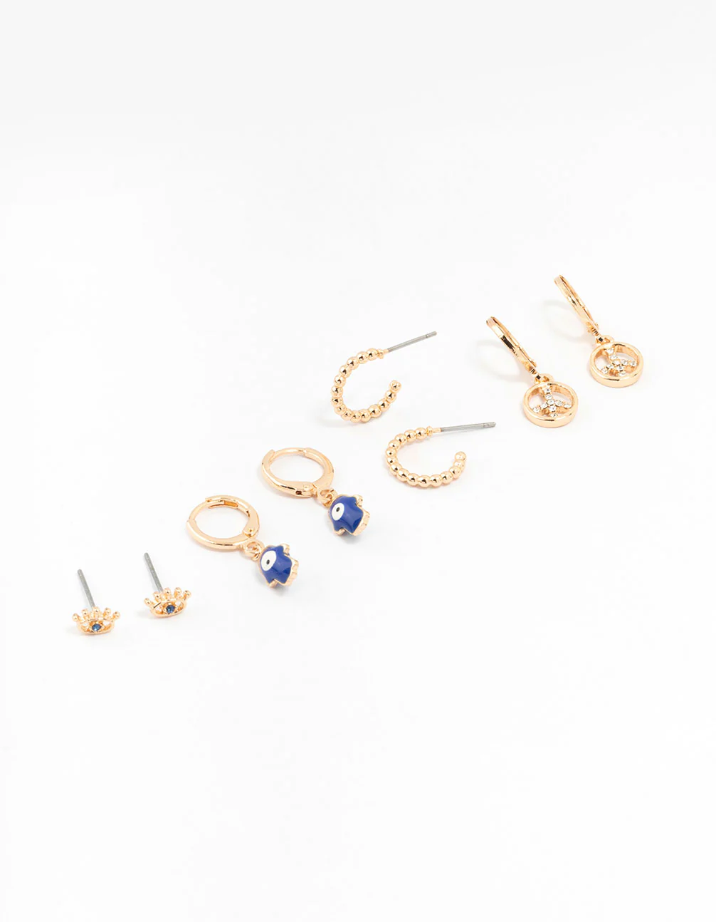 Gold Evil Eye Earrings 4-Pack