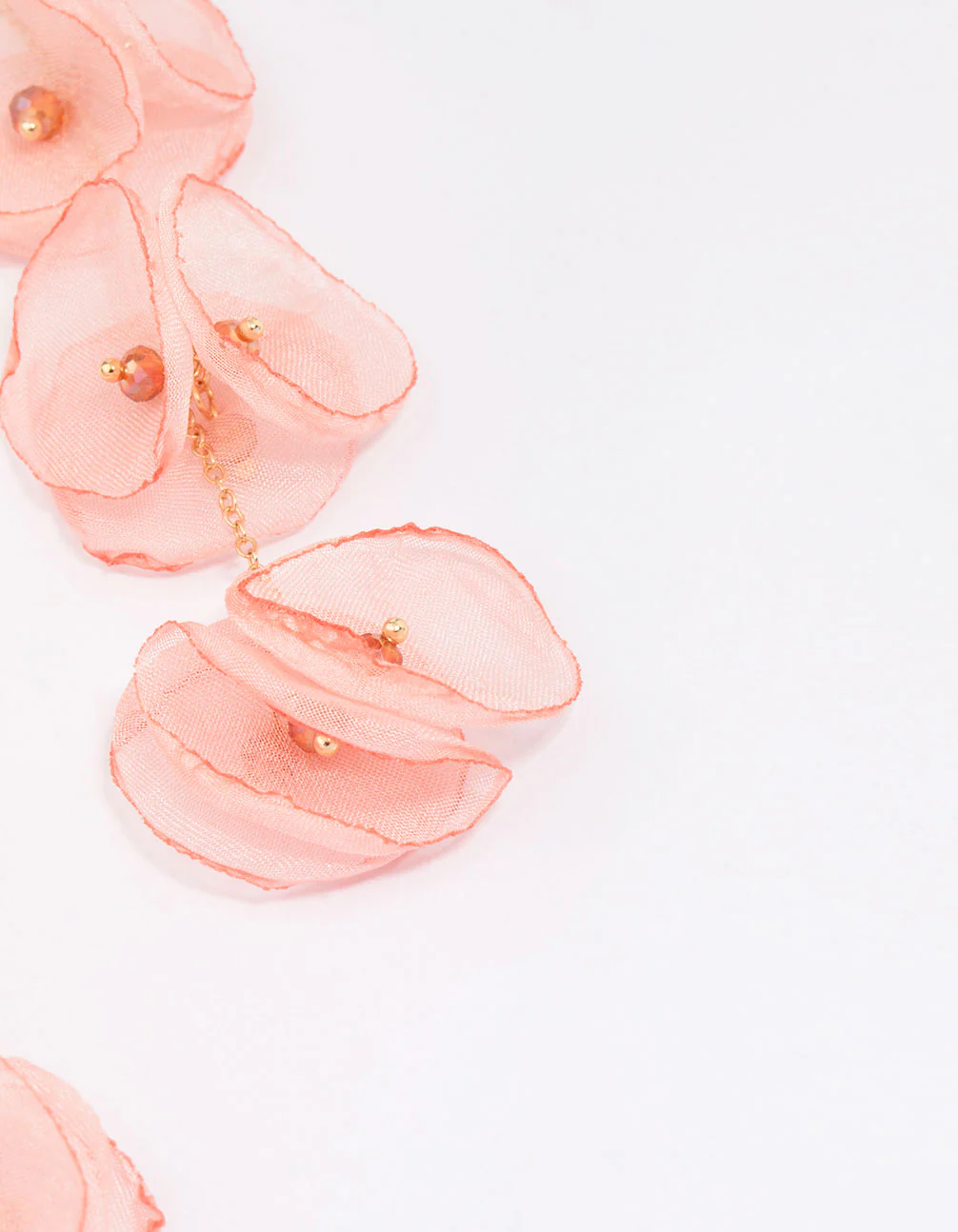 Gold Fabric Petal Drop Earrings - Image 3