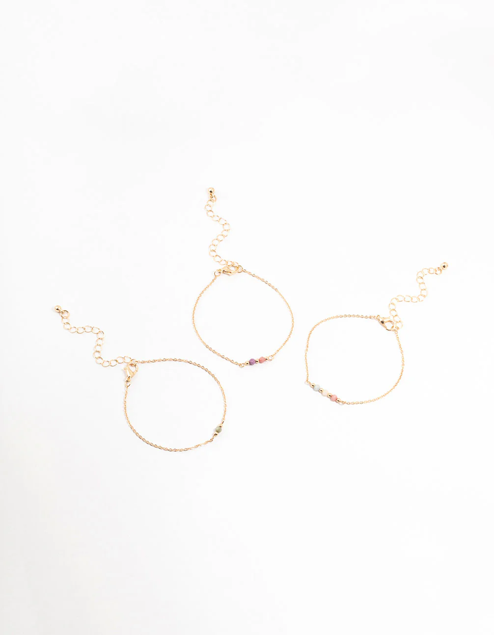 Gold Facet Beaded Bracelets 3-Pack