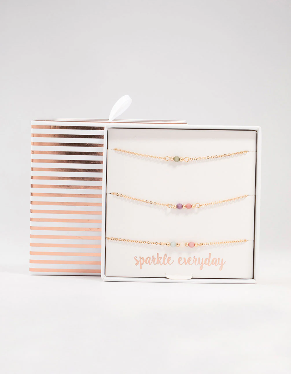 Gold Facet Beaded Bracelets 3-Pack - Image 3