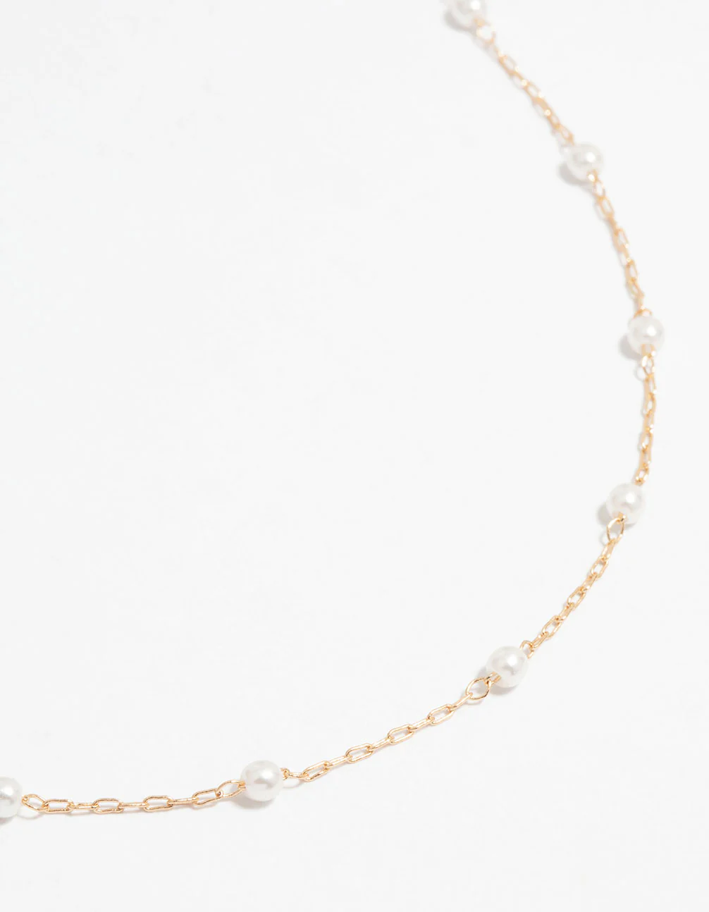 Gold Fine Pearl Station Necklace
