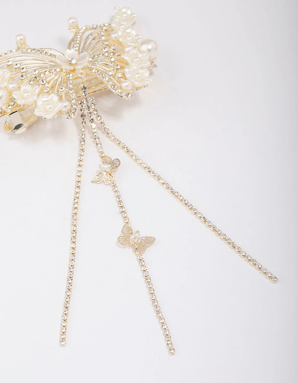 Gold Floral Diamante Butterfly Hair Claw Clip - Image 3