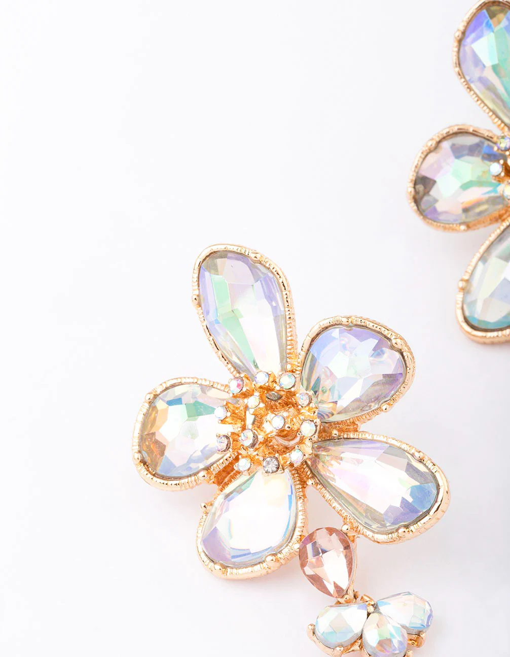 Gold Flower Bloom Drop Earrings - Image 2