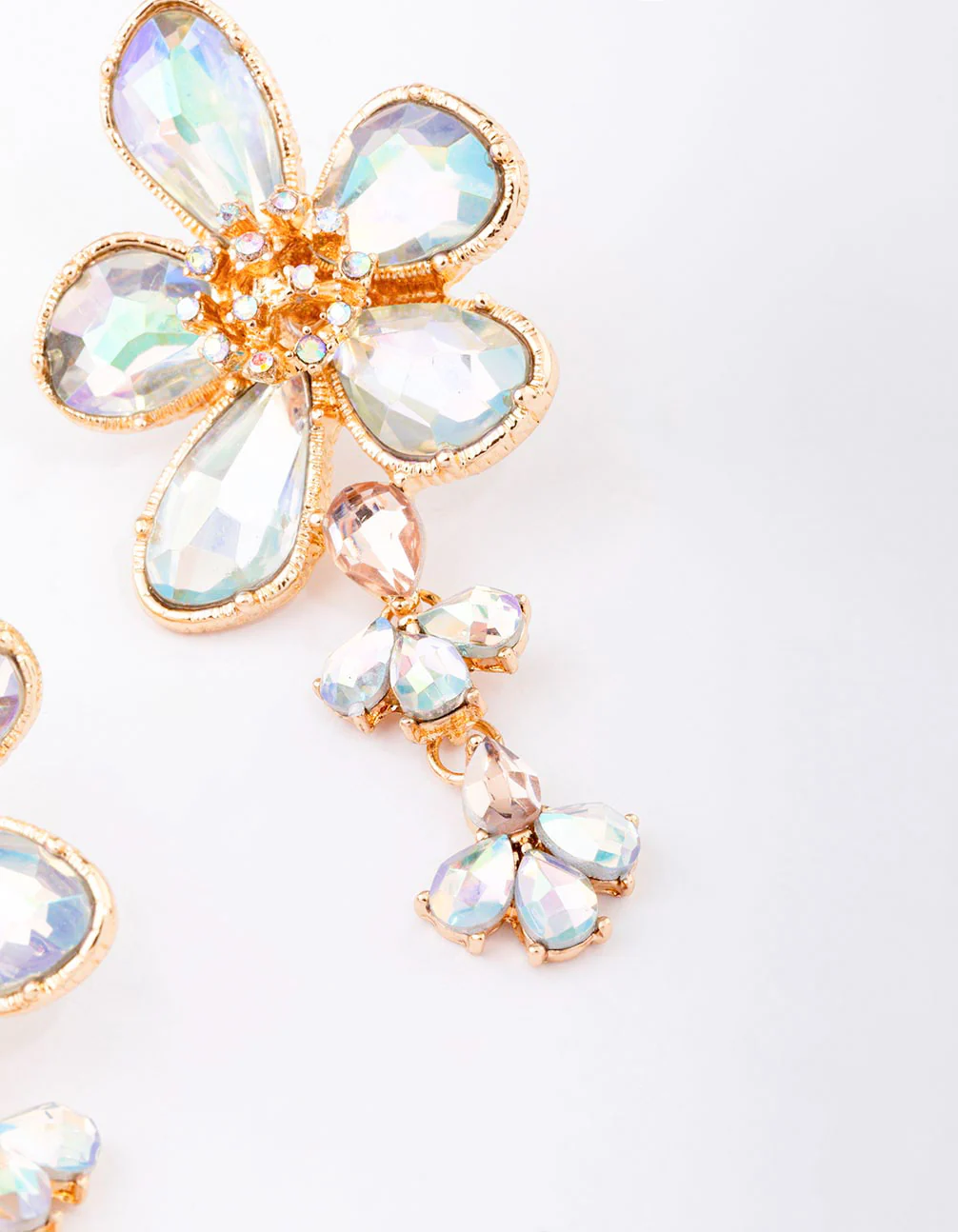 Gold Flower Bloom Drop Earrings - Image 3