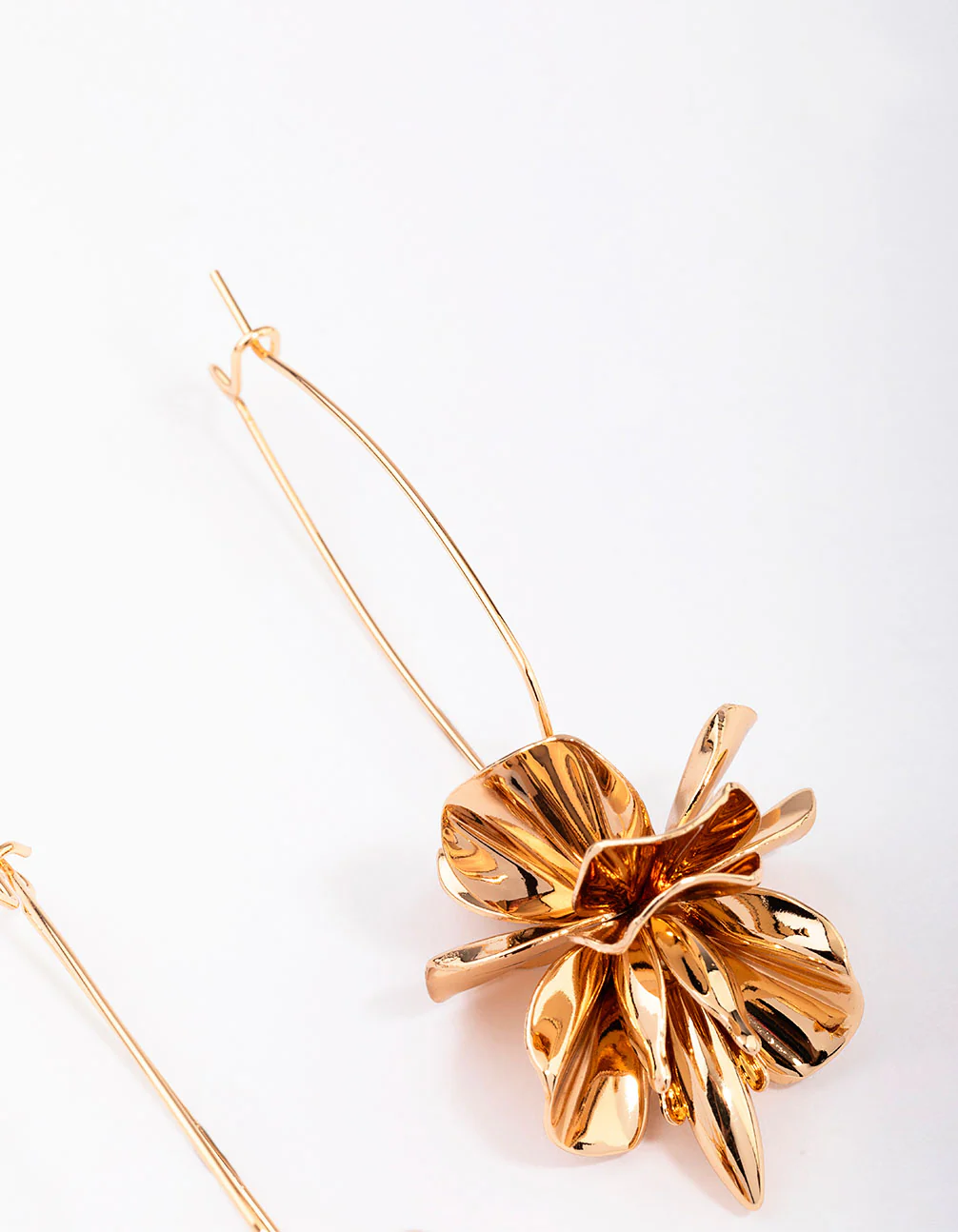 Gold Flower Burst Drop Earrings - Image 3