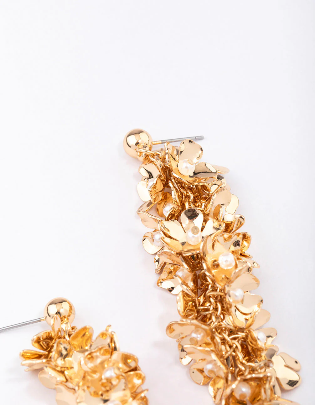 Gold Flower Cluster Drop Earrings - Image 3