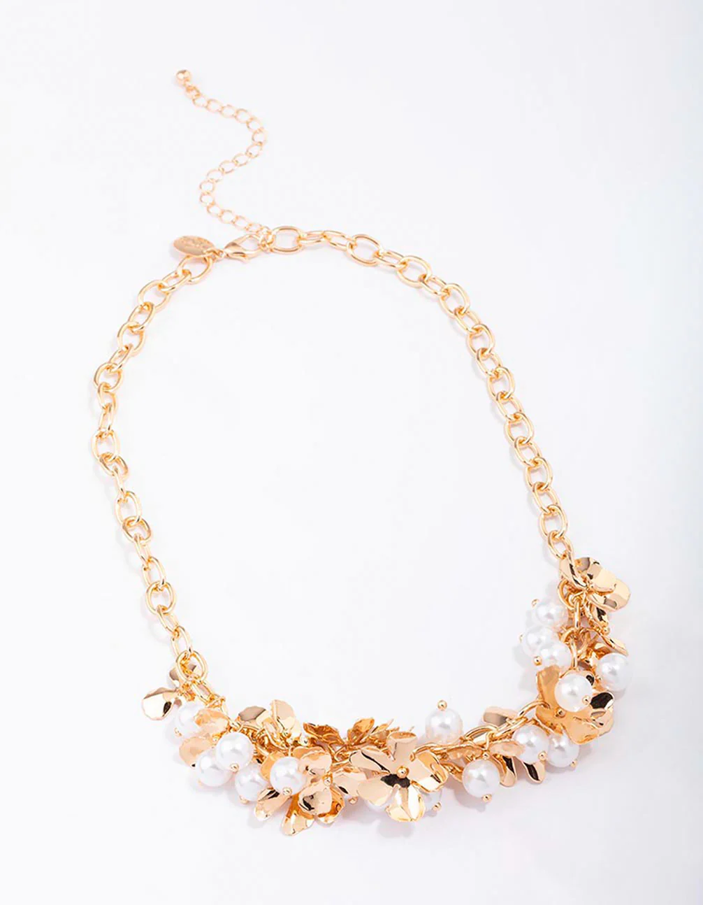 Gold Flower Cluster Statement Necklace - Image 2