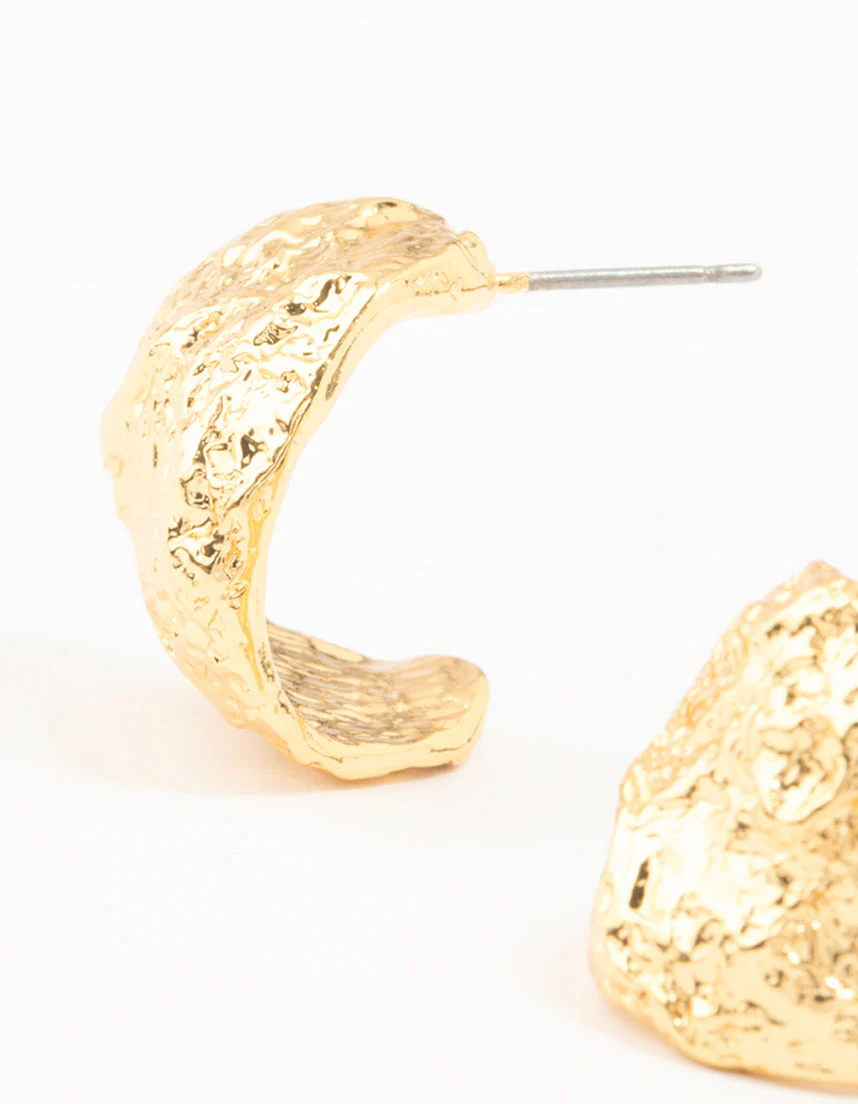 Gold Plated Brass Foil Hoop Earrings - Image 2