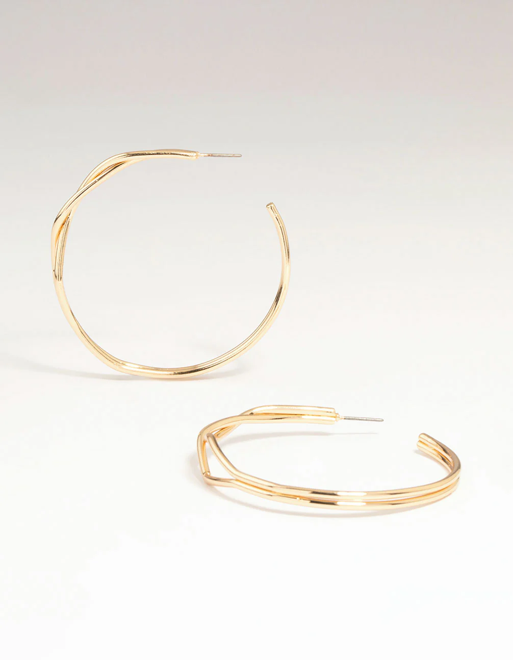 Gold Front Twisted Hoop Earrings