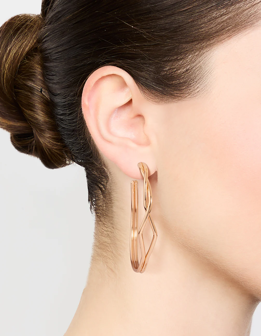 Gold Front Twisted Hoop Earrings - Image 2