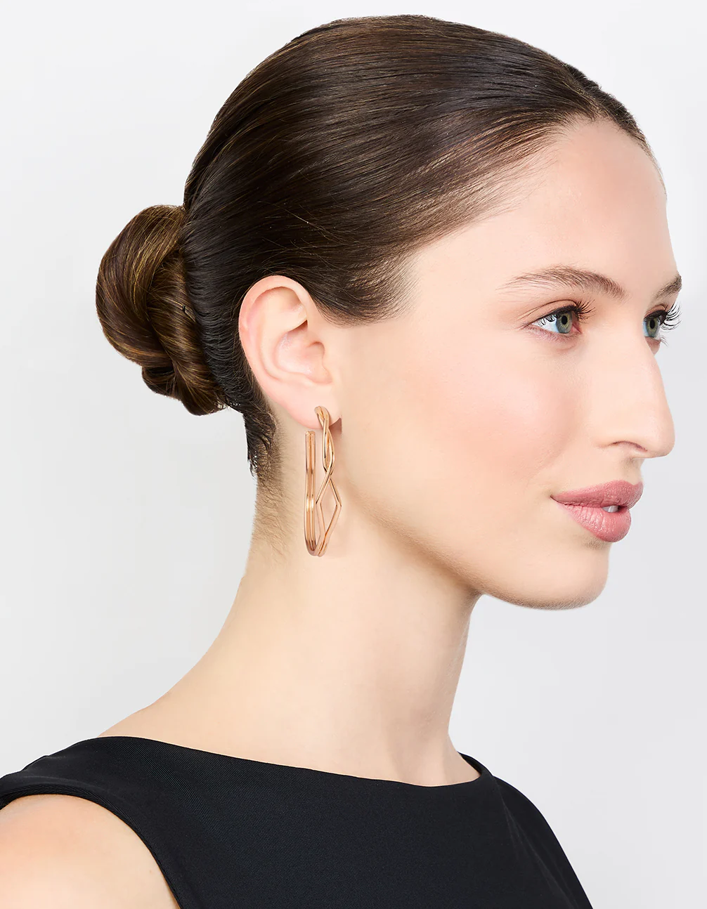 Gold Front Twisted Hoop Earrings - Image 3