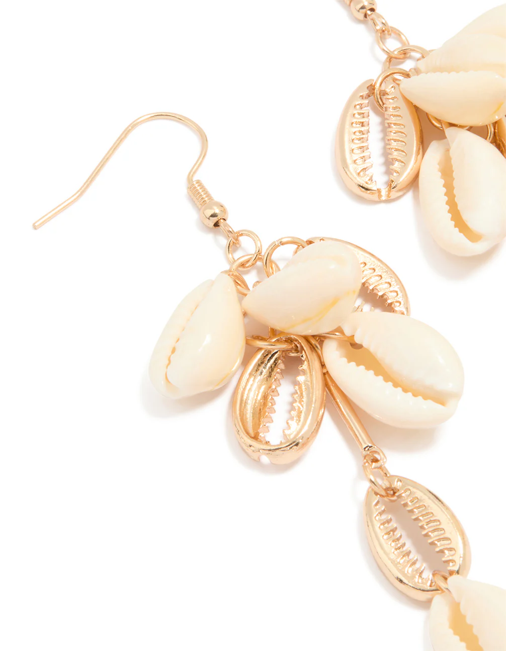 Gold Genuine Shell Cluster Drop Earrings - Image 2