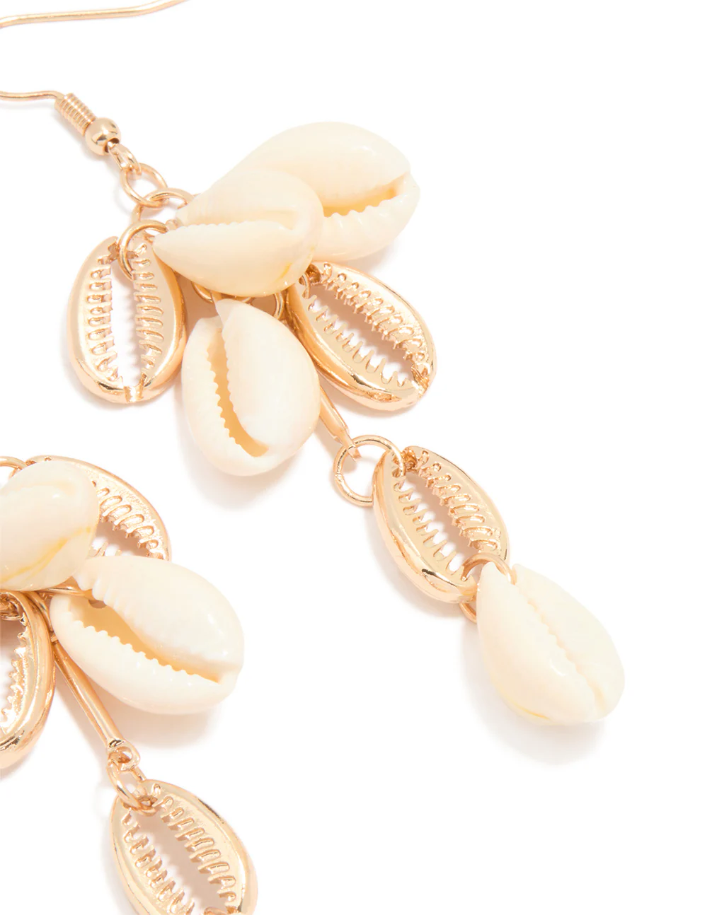 Gold Genuine Shell Cluster Drop Earrings - Image 3