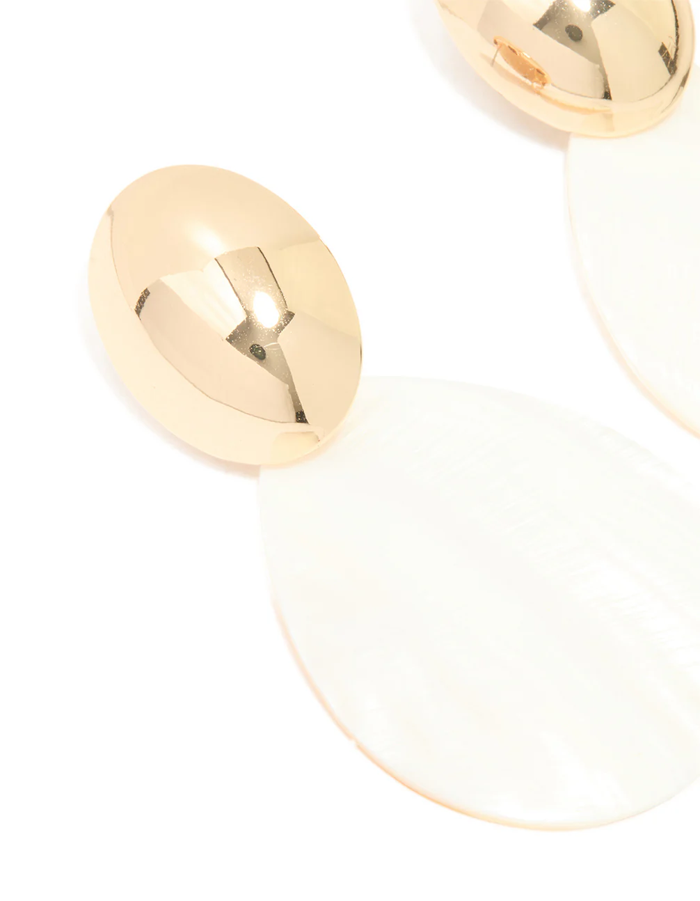 Gold Genuine Shell Oval Drop Earrings - Image 2