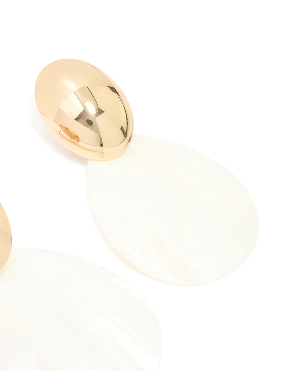 Gold Genuine Shell Oval Drop Earrings - Image 3