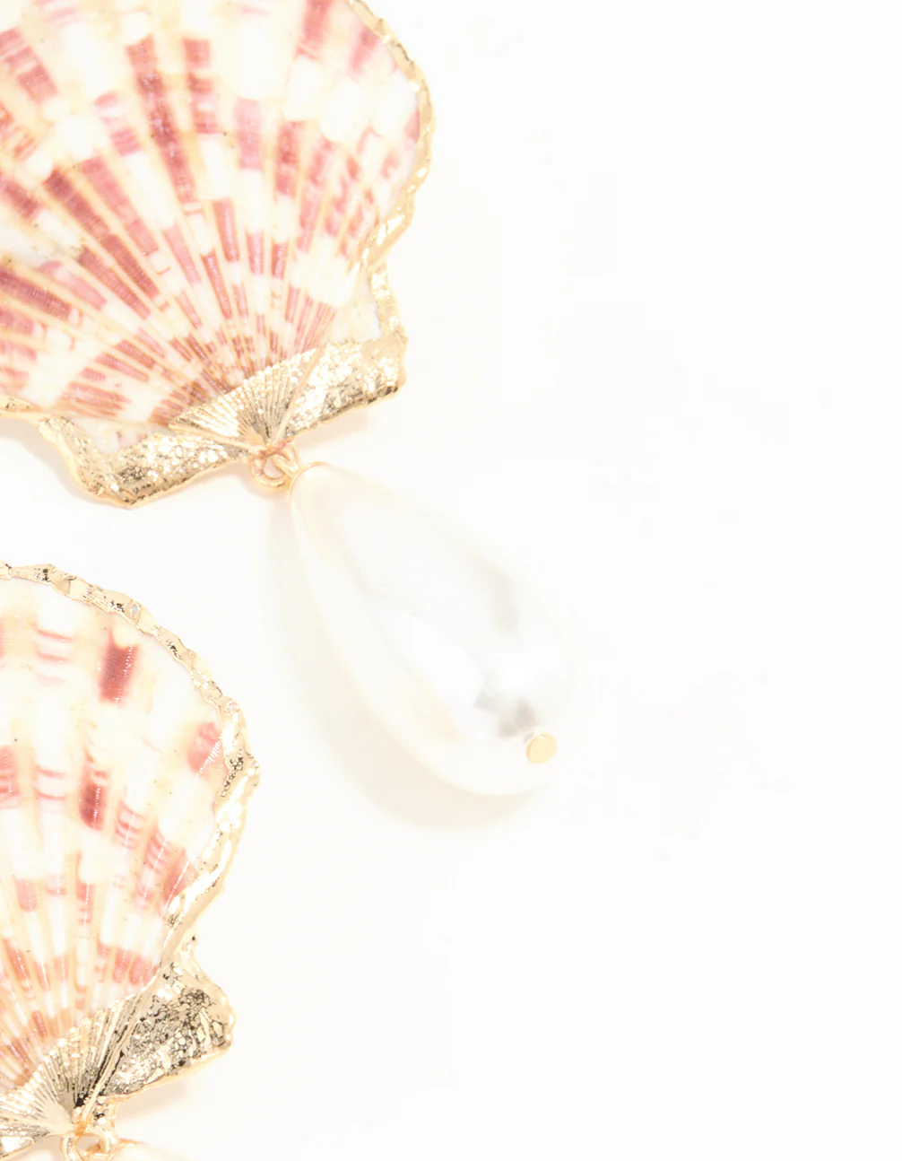 Gold Genuine Shell & Pearl Drop Earrings - Image 5