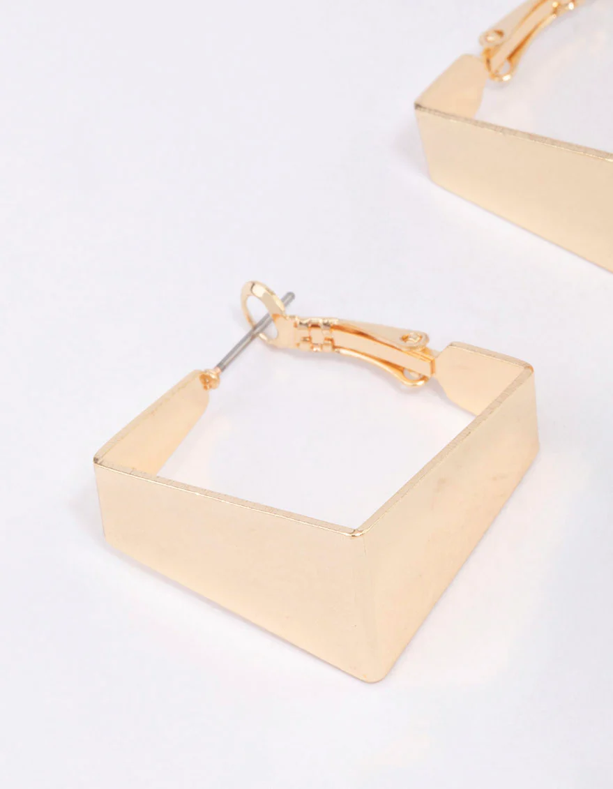 Gold Geometric Hoop Earrings - Image 2
