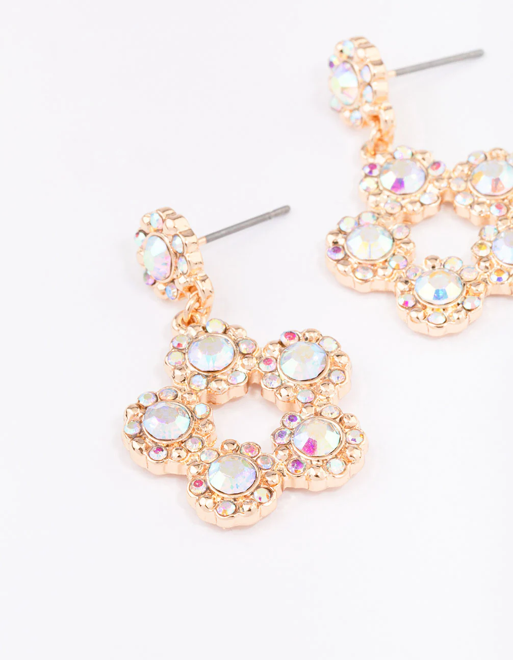 Gold Glistening Flower Drop Earrings - Image 2