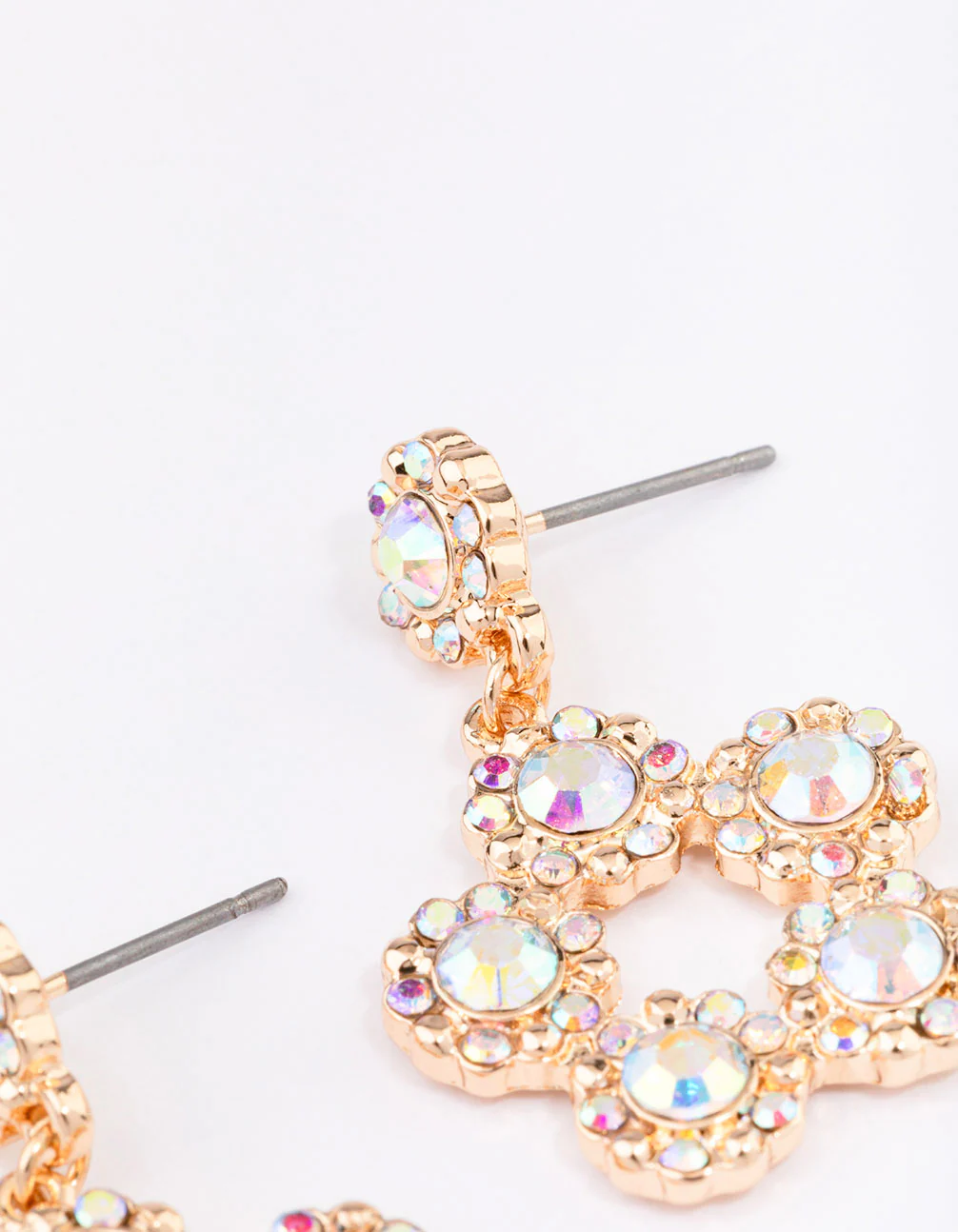 Gold Glistening Flower Drop Earrings - Image 3