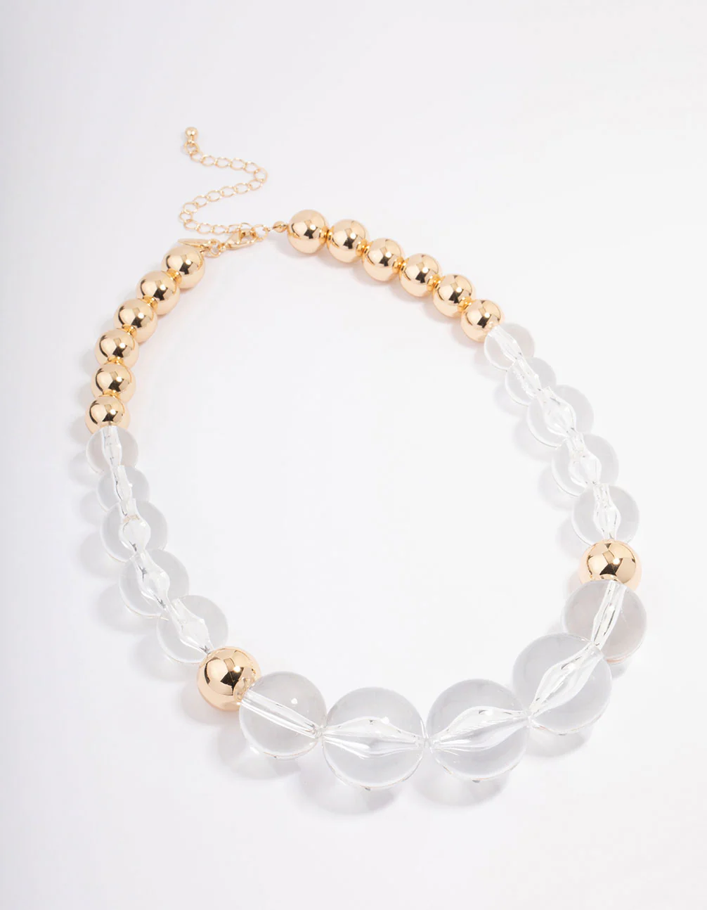Gold Graduating Acrylic Ball Statement Necklace - Image 2