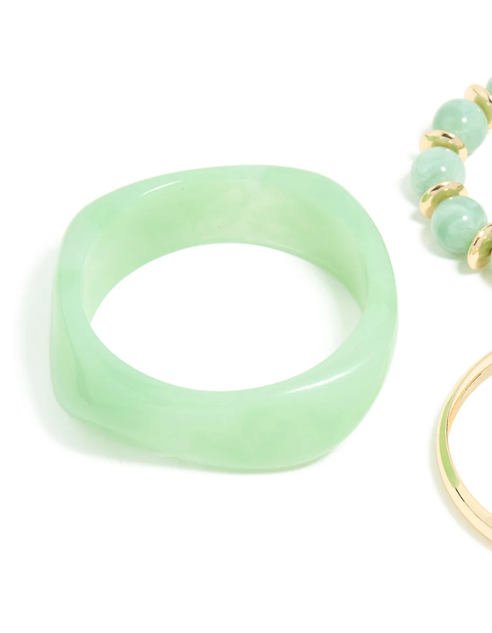 Gold & Green Acrylic Bangles 3-Pack - Image 2