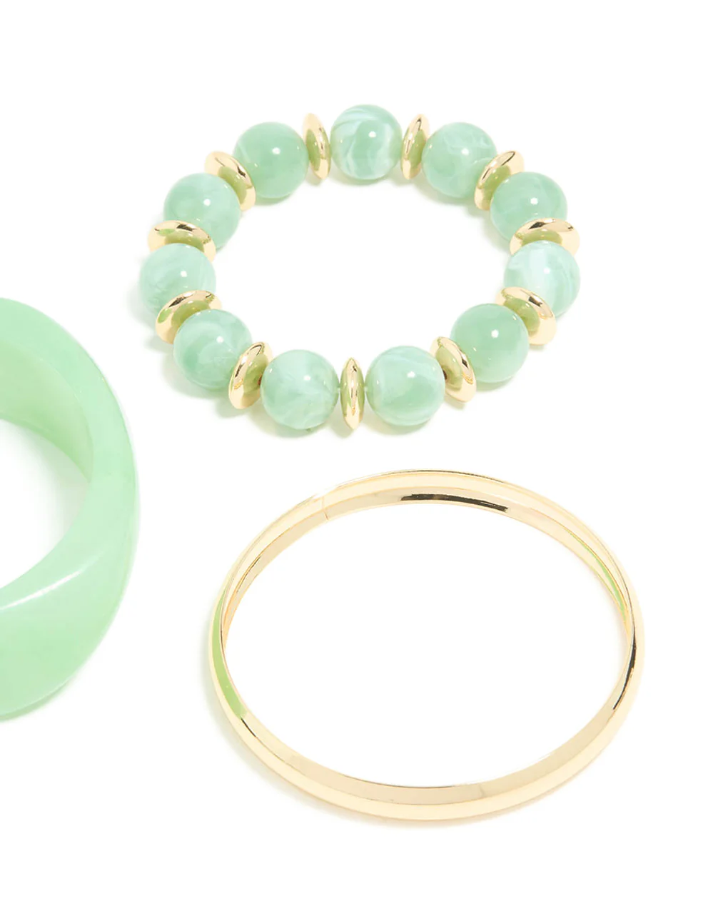 Gold & Green Acrylic Bangles 3-Pack - Image 3