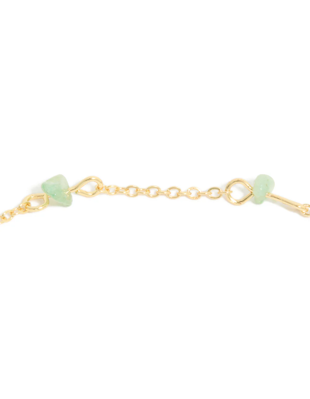 Gold Green Jade Semi Precious Stone Chip & Freshwater Pearl Drop Necklace - Image 5