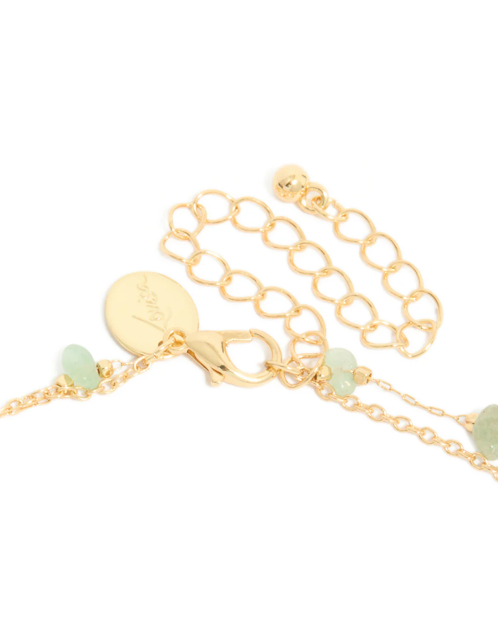 Gold Green Jade Semi Precious Stone Chips & Horse Layered Necklace - Image 3