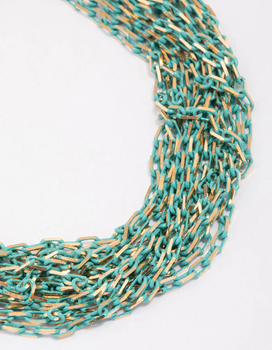 Gold & Green Layered Chain Bracelet - Image 2