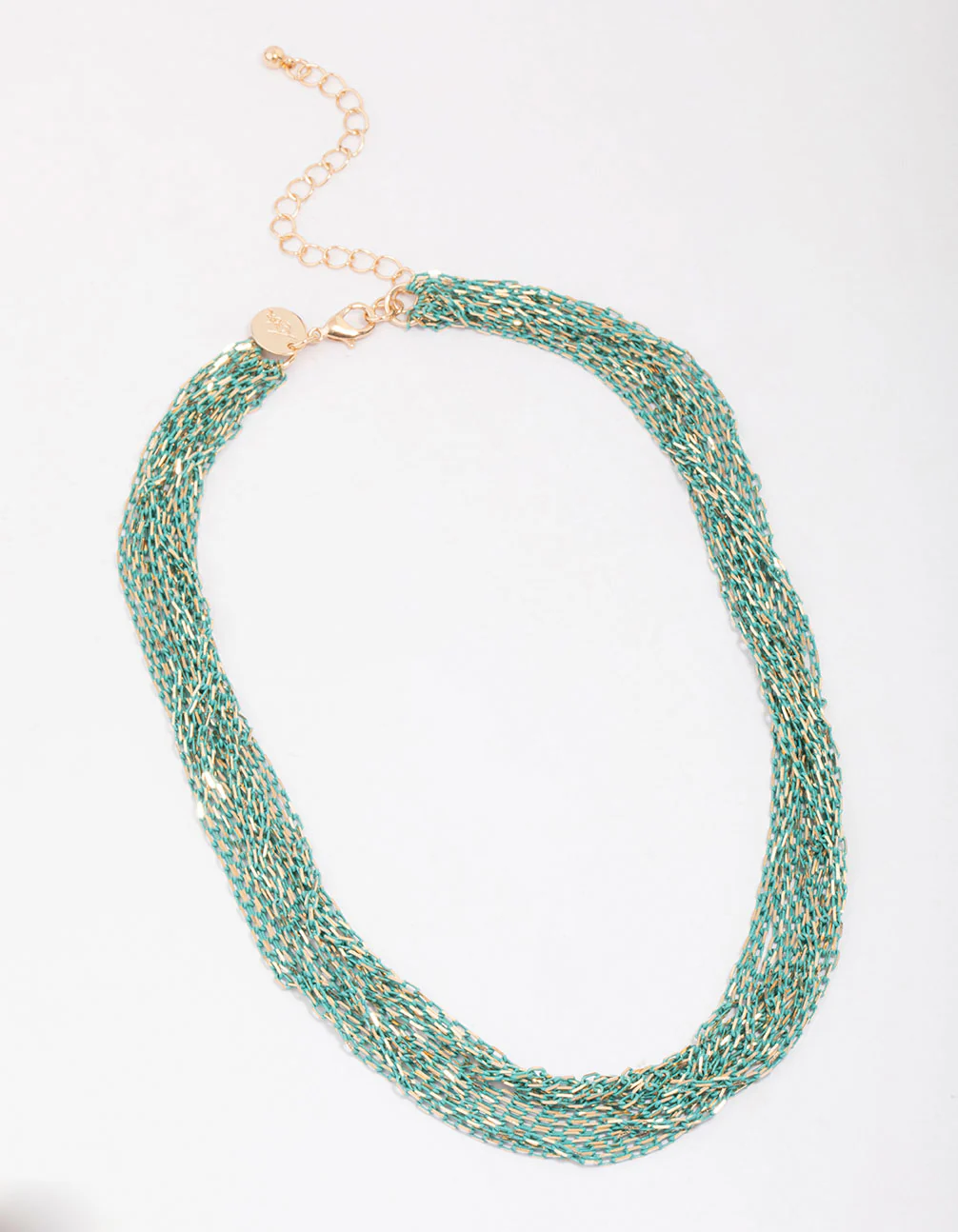 Gold & Green Layered Chain Necklace - Image 2