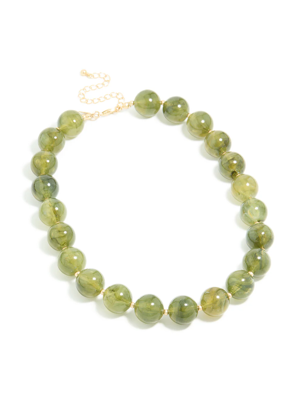 Gold Green Marble Beaded Necklace - Image 4