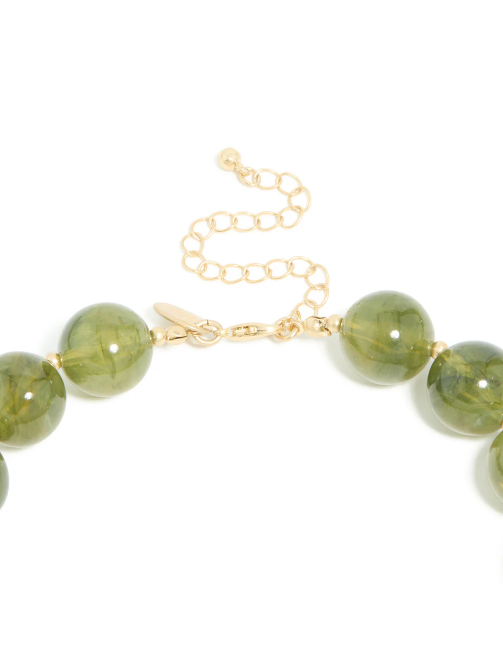Gold Green Marble Beaded Necklace - Image 5