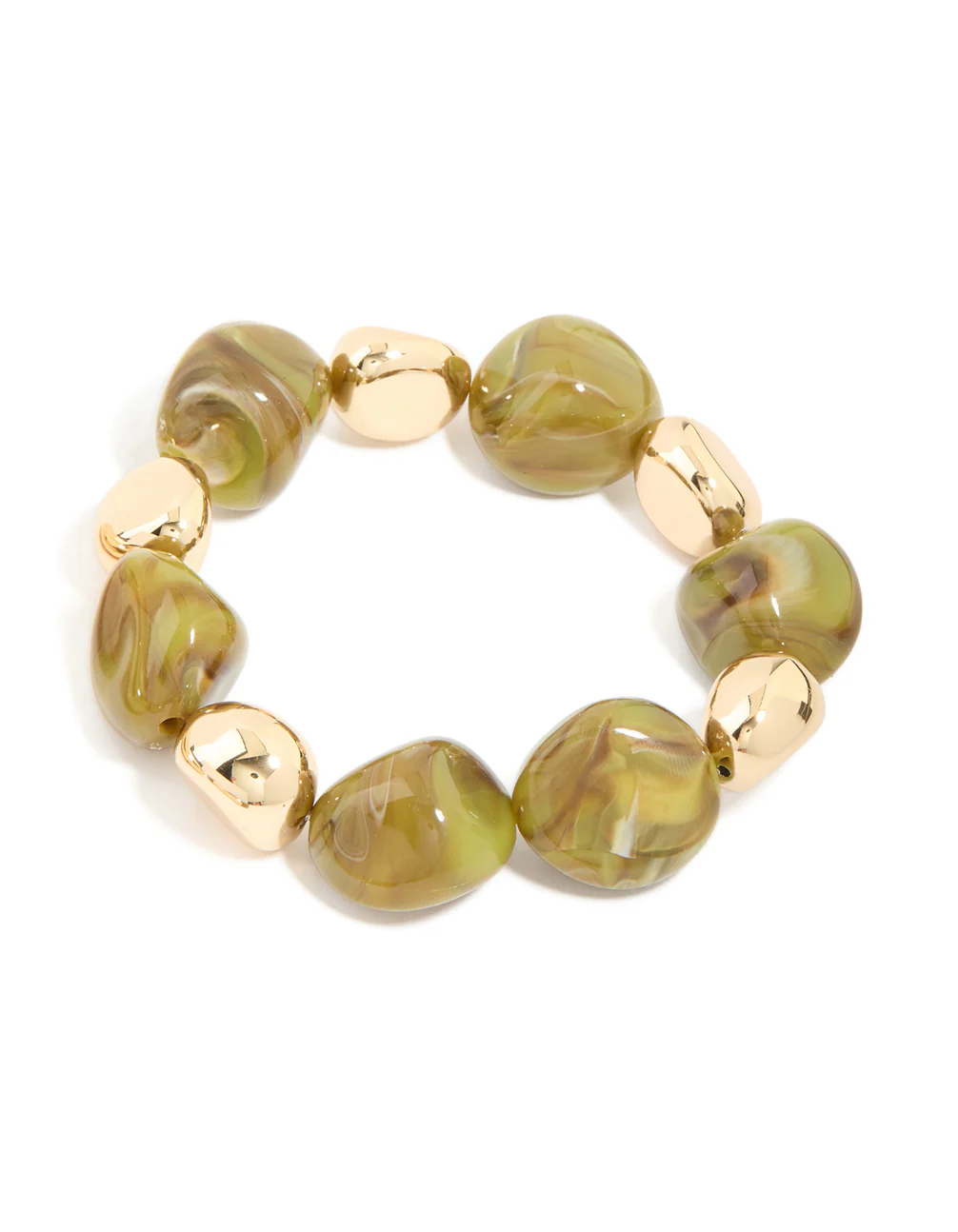 Gold & Green Resin Beaded Bracelets 3-Pack - Image 3