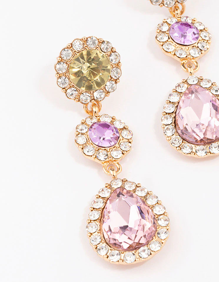 Gold Halo Pear Drop Earrings - Image 2
