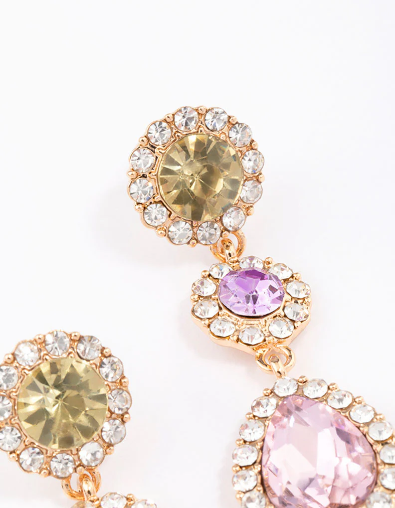 Gold Halo Pear Drop Earrings - Image 3