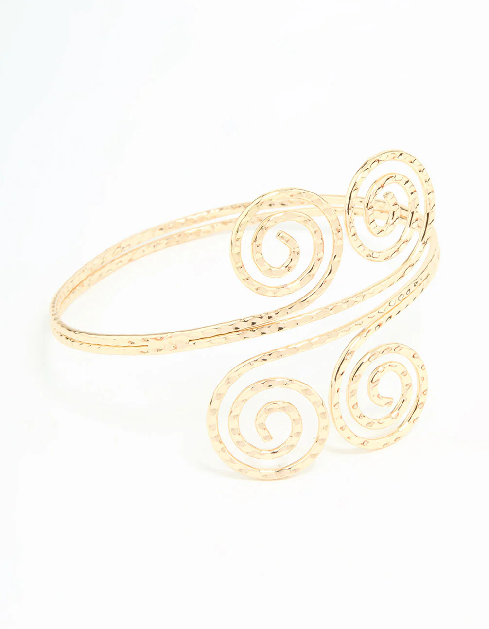 Gold Hammered Swirl Arm Cuff