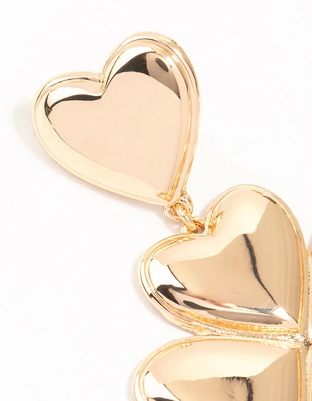 Gold Heart Clover Drop Earrings - Image 4
