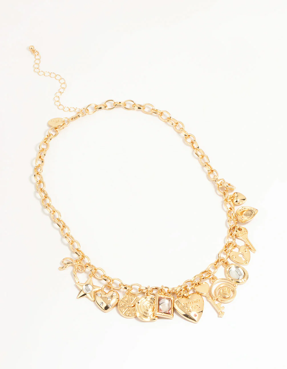 Gold Heart & Key Charm Necklace - Image 4