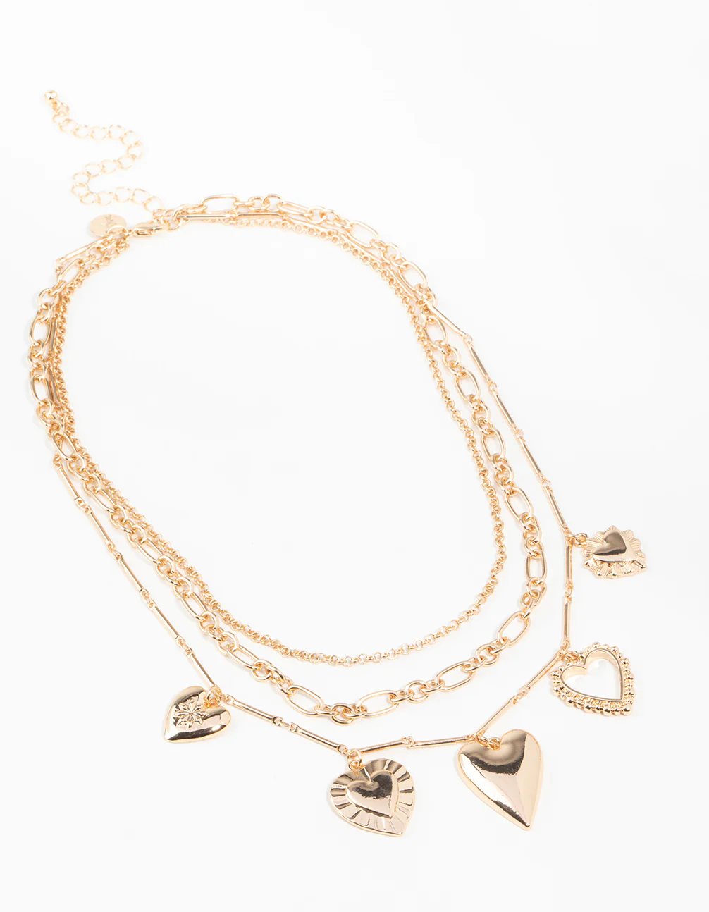 Gold Heart Layered Charm Necklace - Image 2